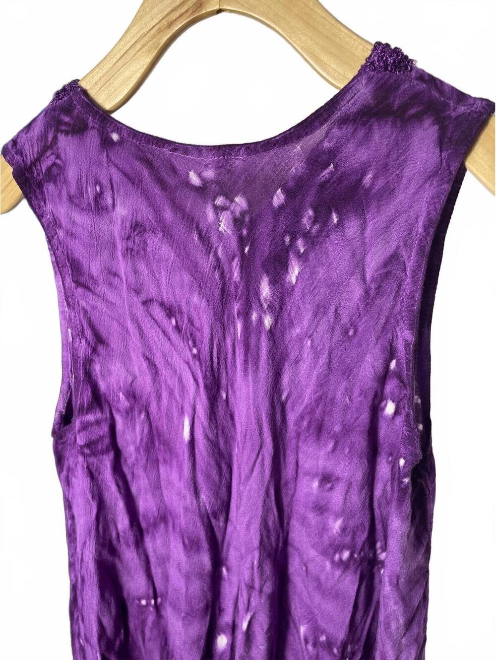 Tie Dye Dress Women's OS Purple Embroidered Bohemian Hippie - Picture 8 of 8